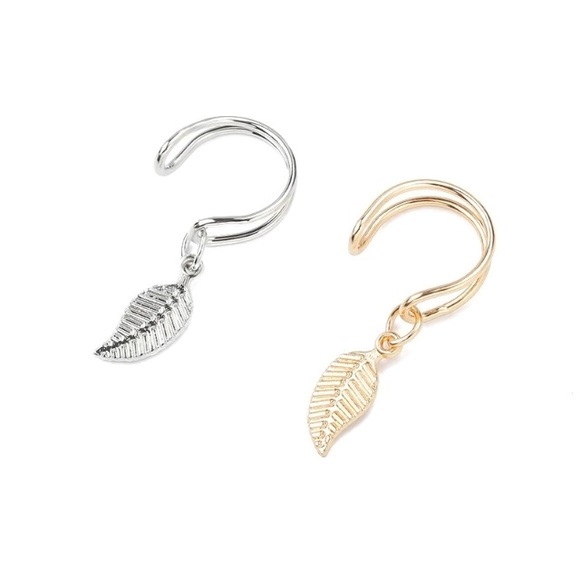 Vintage Leaf Clip On Earrings No Pierced Ear Cuff - Picture 3 of 6